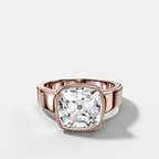 Finest Tapered Bezel Set Engagement Ring With Old Mine Cut Diamond
