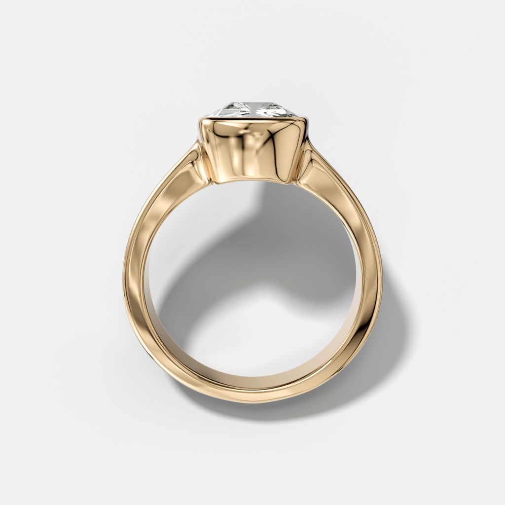 Finest Tapered Bezel Set Engagement Ring With Old Mine Cut Diamond