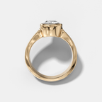 Finest Tapered Bezel Set Engagement Ring With Old Mine Cut Diamond