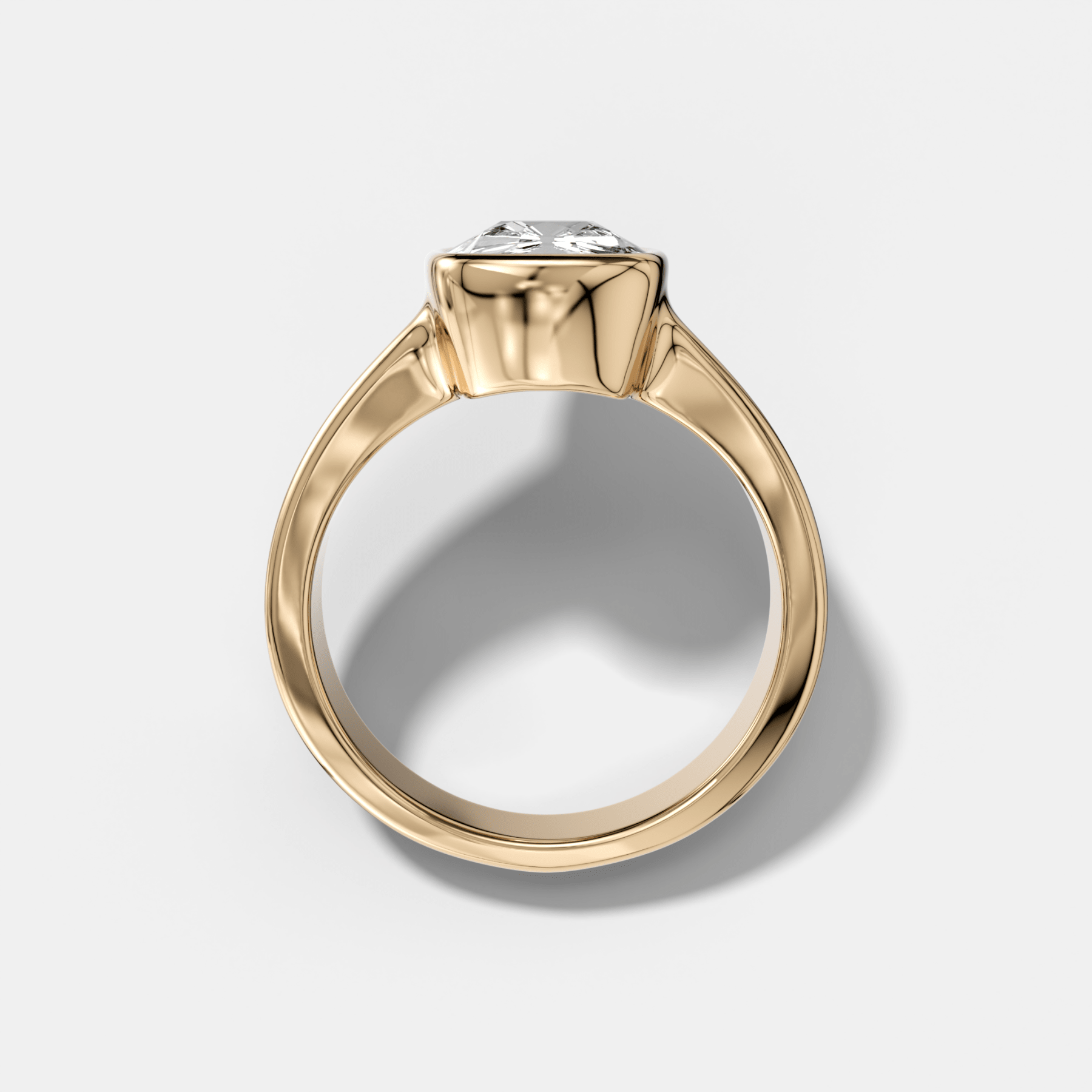 Finest Tapered Bezel Set Engagement Ring With Old Mine Cut Diamond