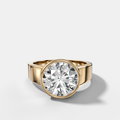 Finest Tapered Bezel Set Engagement Ring With Round Cut Diamond