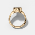 Finest Tapered Bezel Set Engagement Ring With Square Cushion Cut Diamond