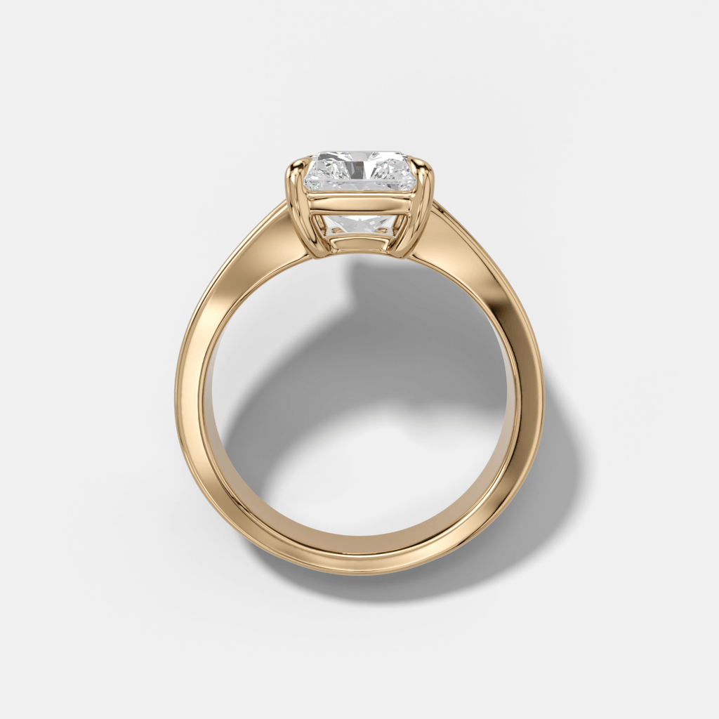 Finest Tapered Engagement Ring With Elongated Radiant Cut Diamond