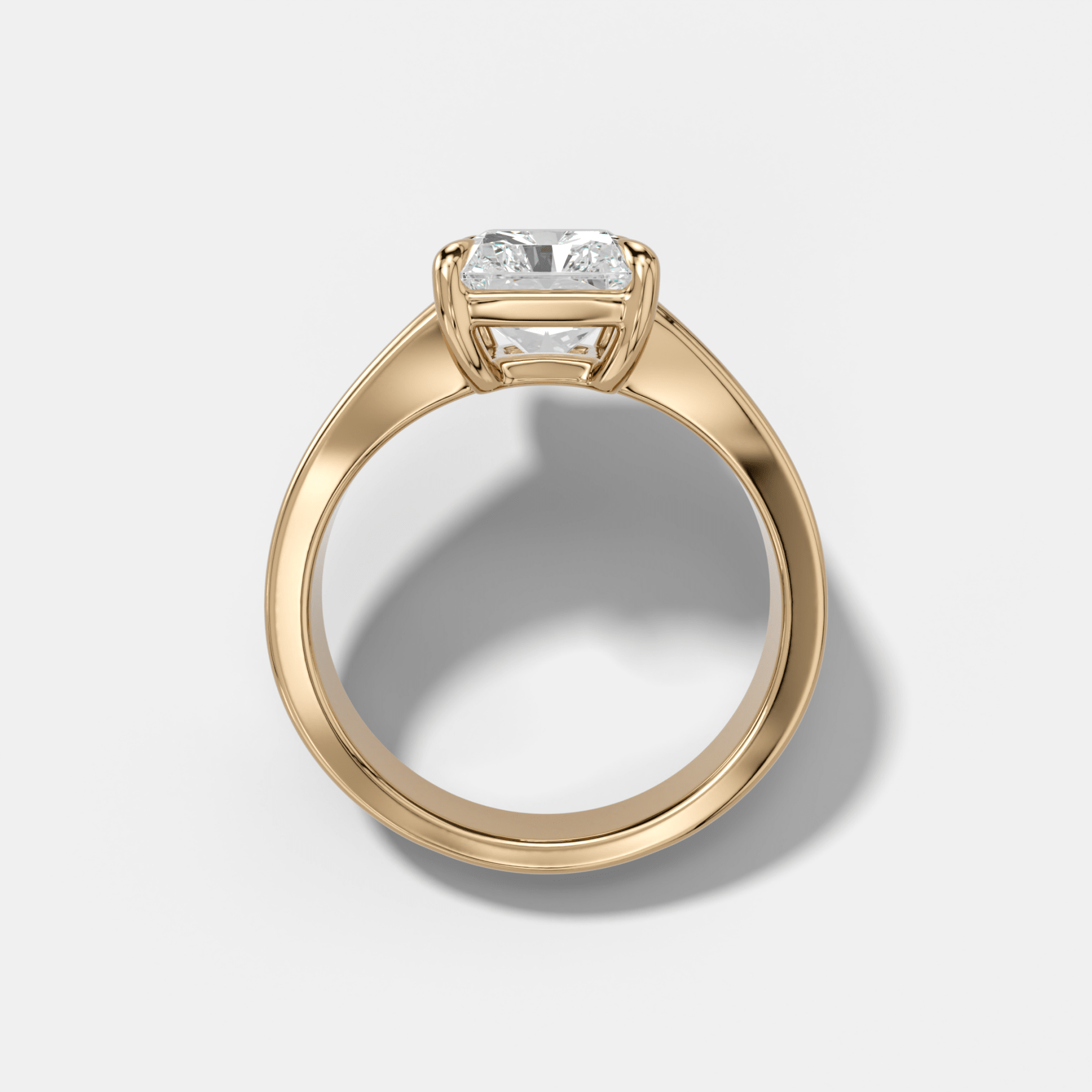Finest Tapered Engagement Ring With Elongated Radiant Cut Diamond