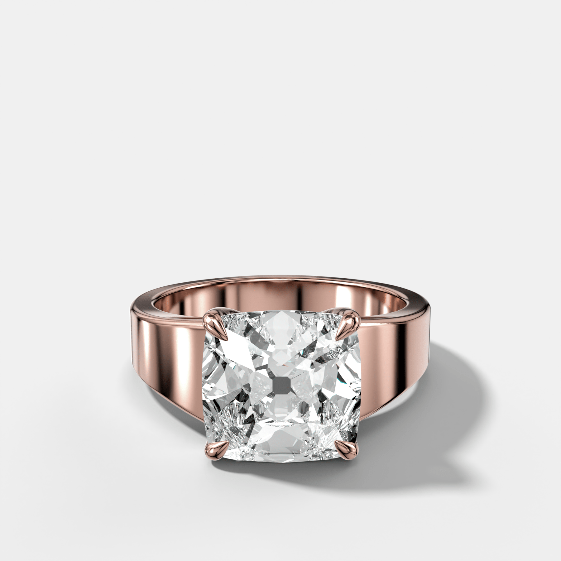 Finest Tapered Engagement Ring With Old Mine Cut Diamond