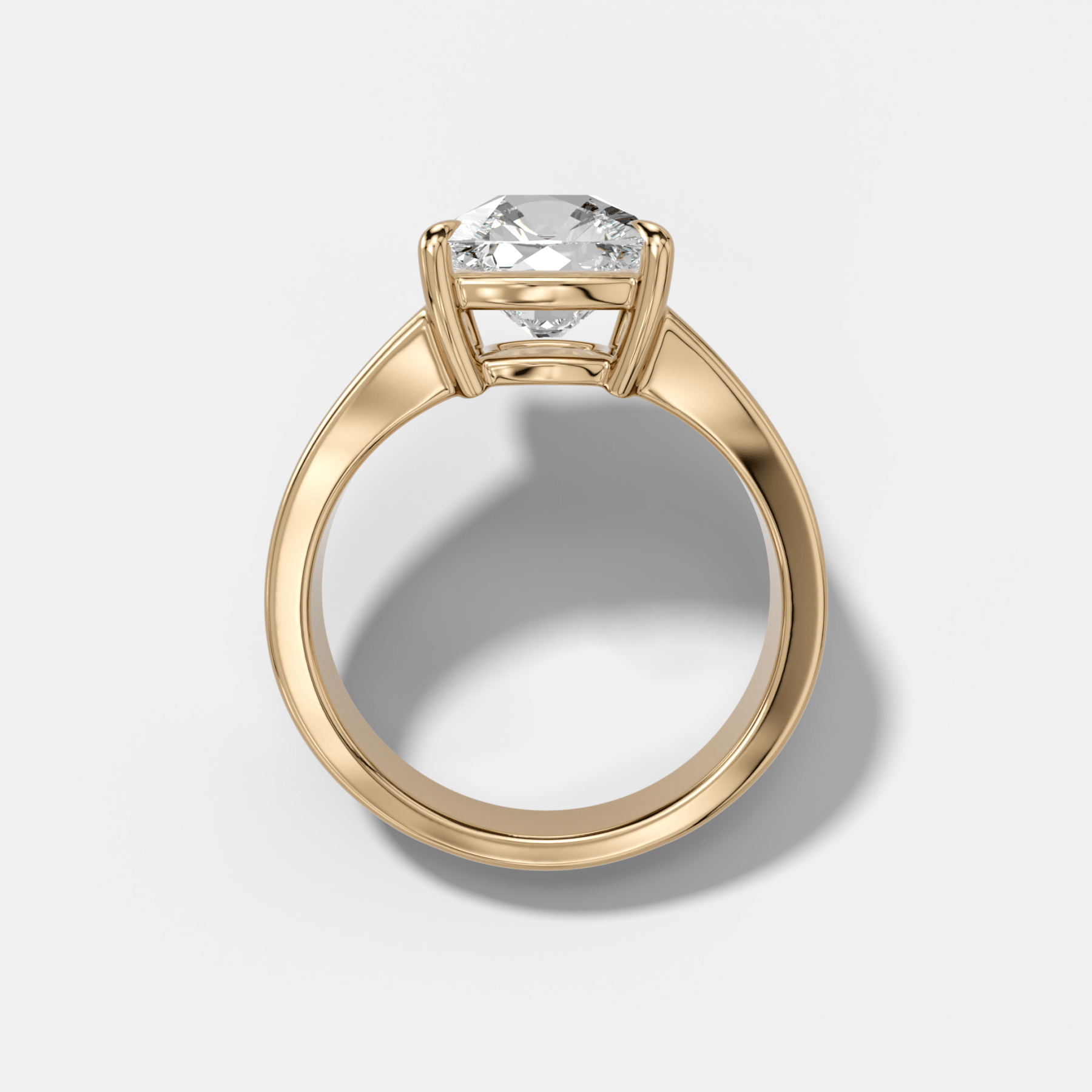 Finest Tapered Engagement Ring With Old Mine Cut Diamond