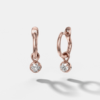 Five Prong Bezel Drop Huggies with Round Cut Diamonds