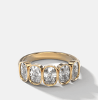 Five Stone Bezel Set Diamond Band With Elongated Cushion Cuts (2.50ctw)