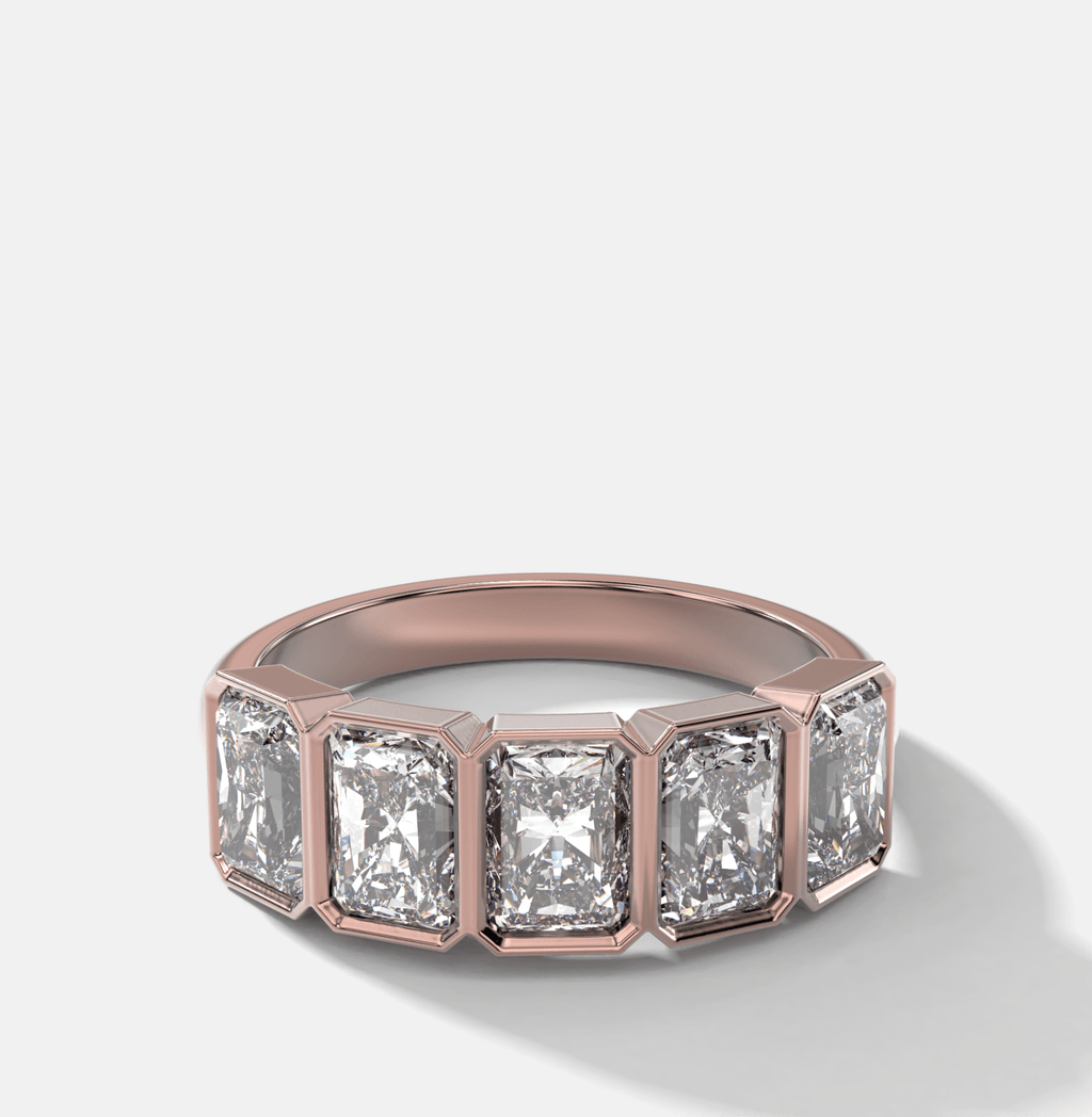 Five Stone Bezel Set Diamond Band With Radiant Cuts (2.50ctw)