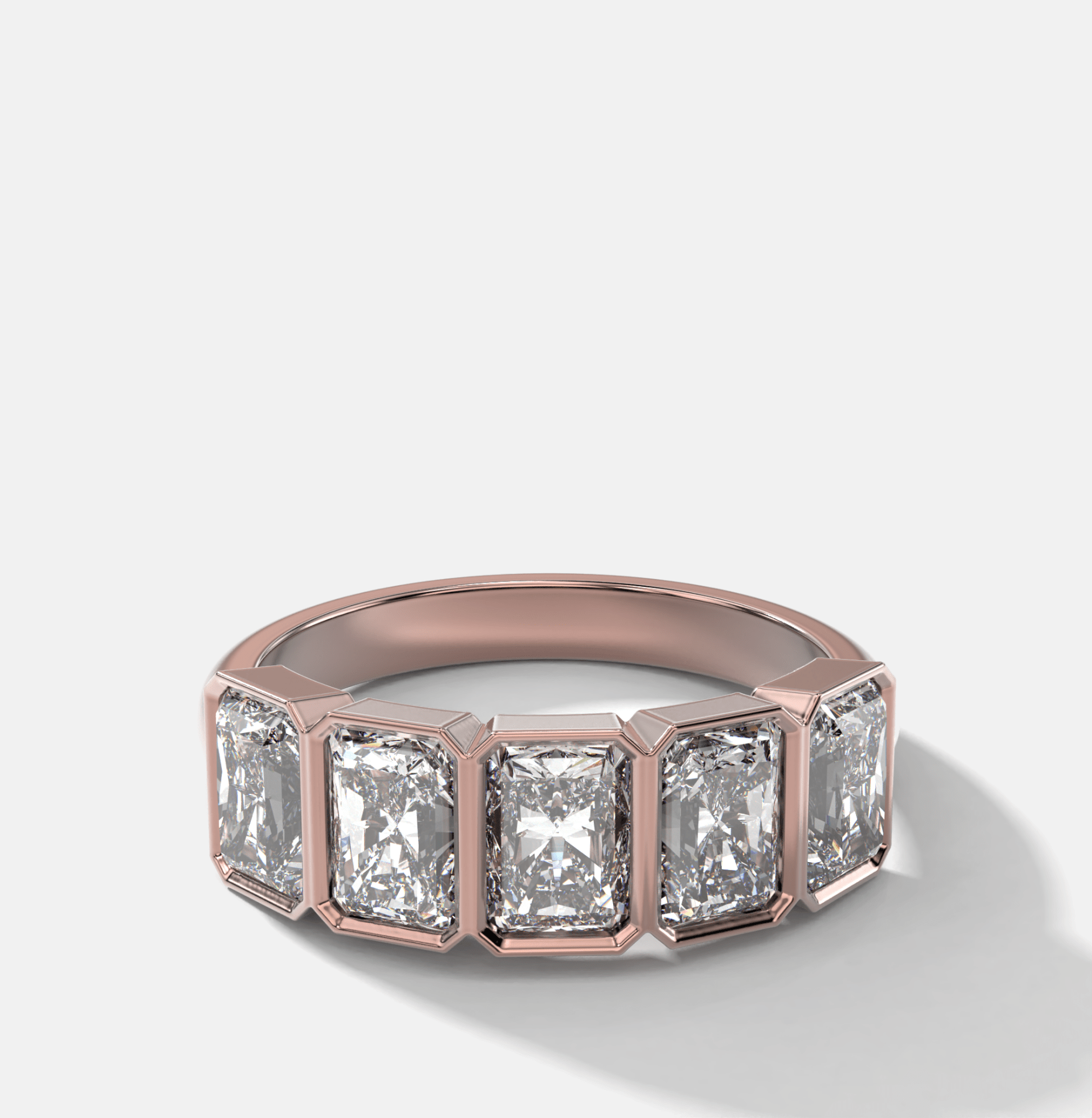 Five Stone Bezel Set Diamond Band With Radiant Cuts (2.50ctw)