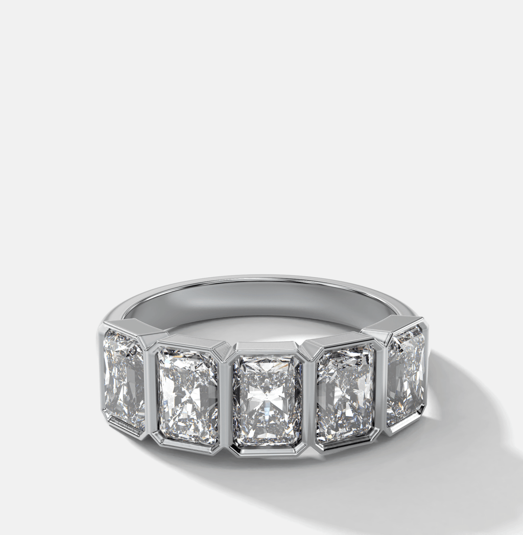 Five Stone Bezel Set Diamond Band With Radiant Cuts (2.50ctw)