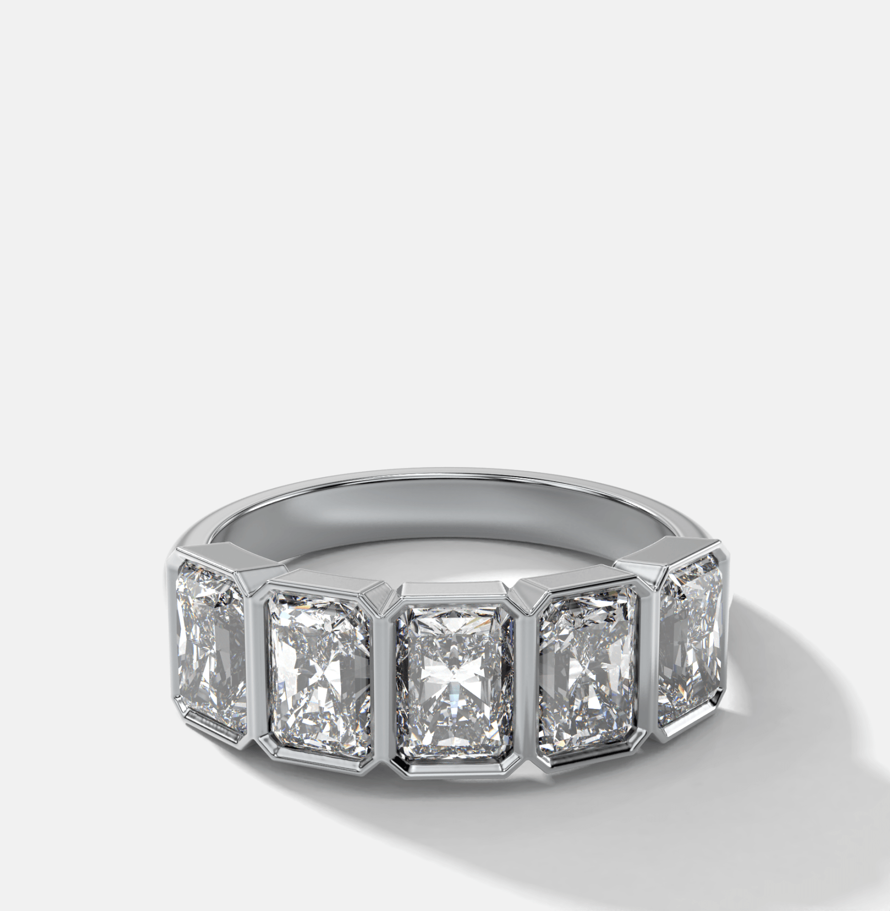 Five Stone Bezel Set Diamond Band With Radiant Cuts (2.50ctw)