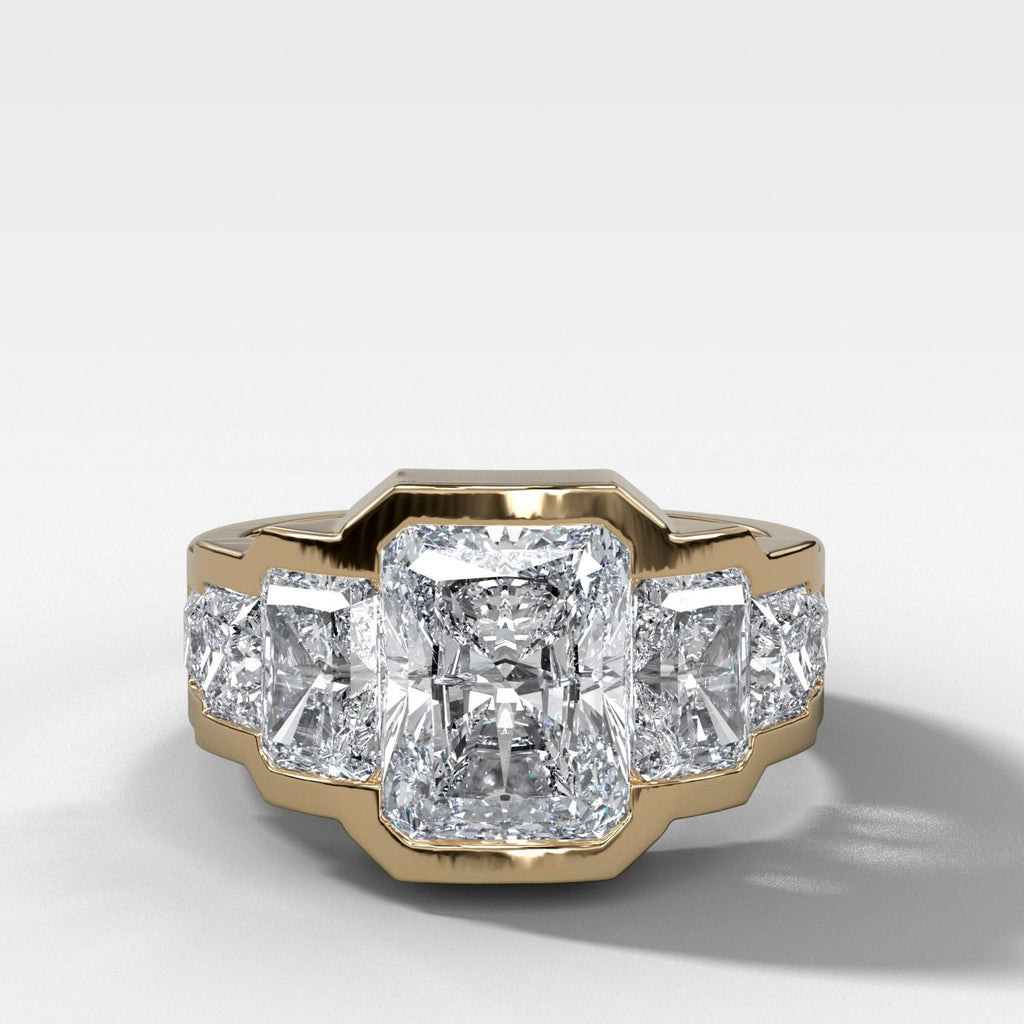 Five Stone Channel Set Engagement Ring With Elongated Radiant Cuts