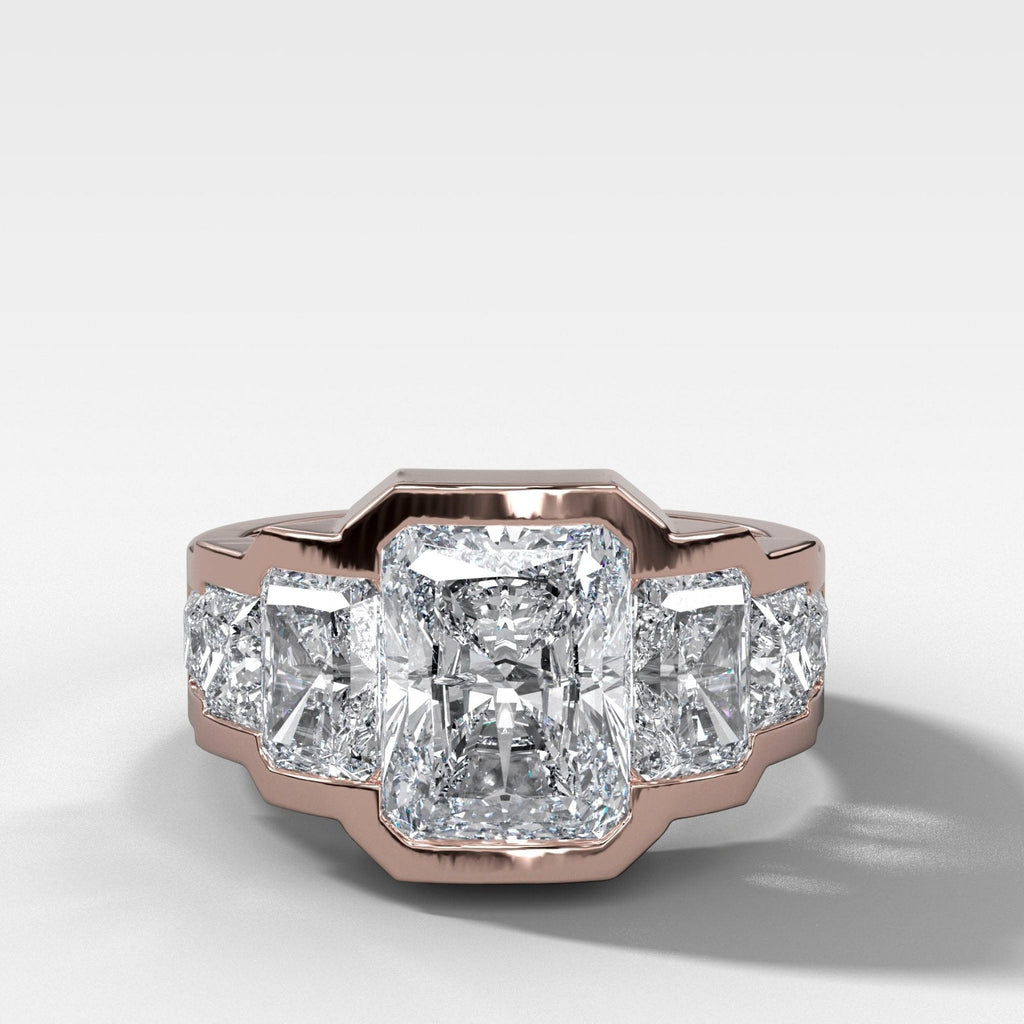 Five Stone Channel Set Engagement Ring With Elongated Radiant Cuts