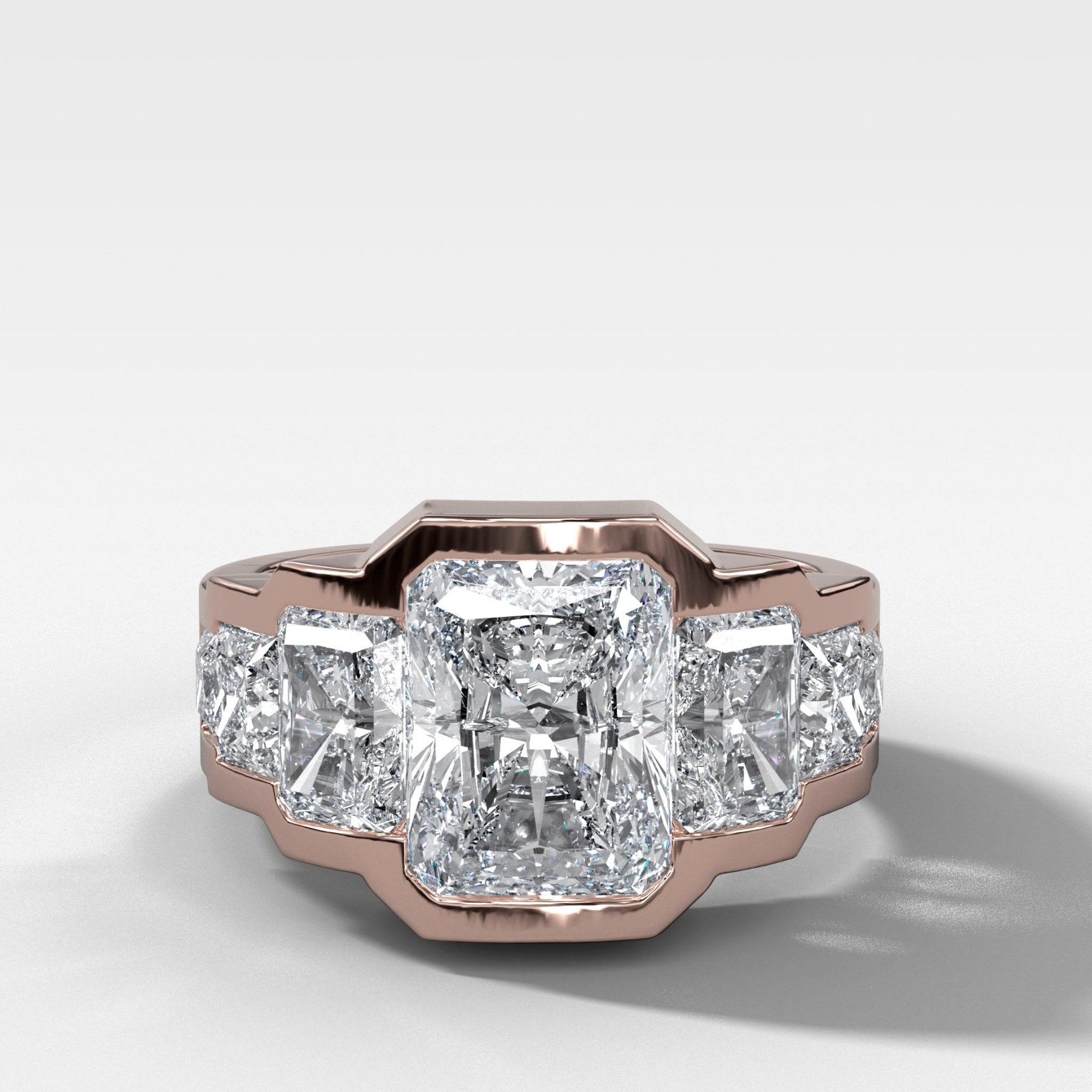Five Stone Channel Set Engagement Ring With Elongated Radiant Cuts