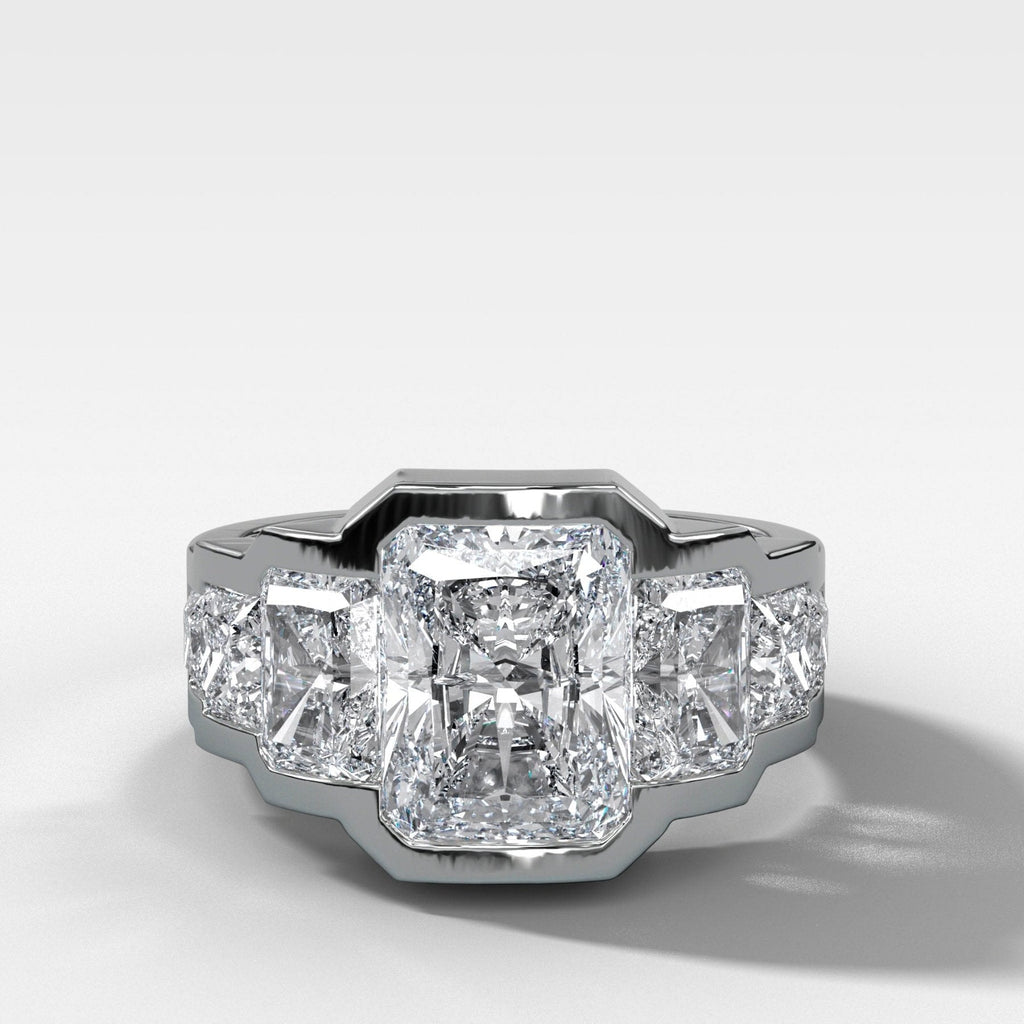 Five Stone Channel Set Engagement Ring With Elongated Radiant Cuts