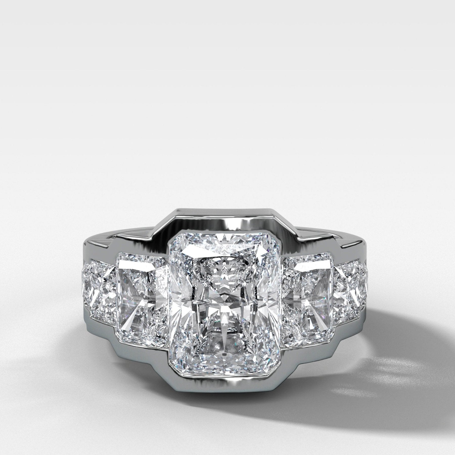 Five Stone Channel Set Engagement Ring With Elongated Radiant Cuts