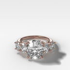 Five Stone Oval Engagement Ring With Elongated Cushion Cut Diamond