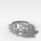 Five Stone Oval Engagement Ring With Elongated Cushion Cut Diamond