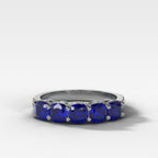 Five Stone Shared Prong Band With Blue Sapphire Gemstones (2.50ctw)