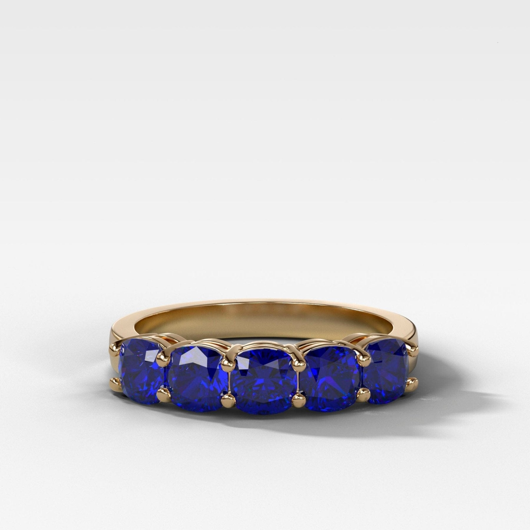 Five Stone Shared Prong Band With Blue Sapphire Gemstones (2.50ctw)