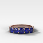 Five Stone Shared Prong Band With Blue Sapphire Gemstones (2.50ctw)