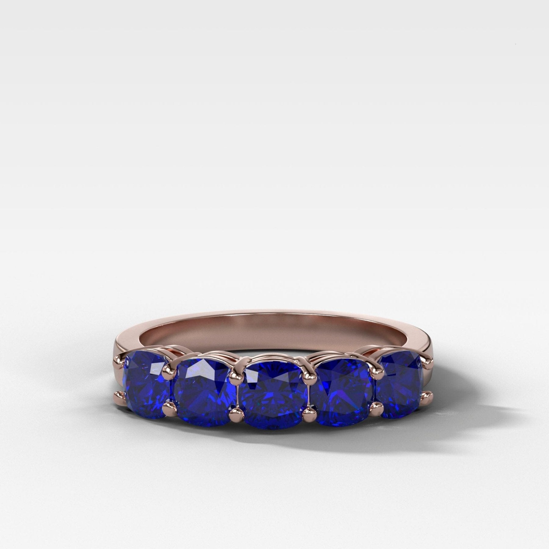 Five Stone Shared Prong Band With Blue Sapphire Gemstones (2.50ctw)
