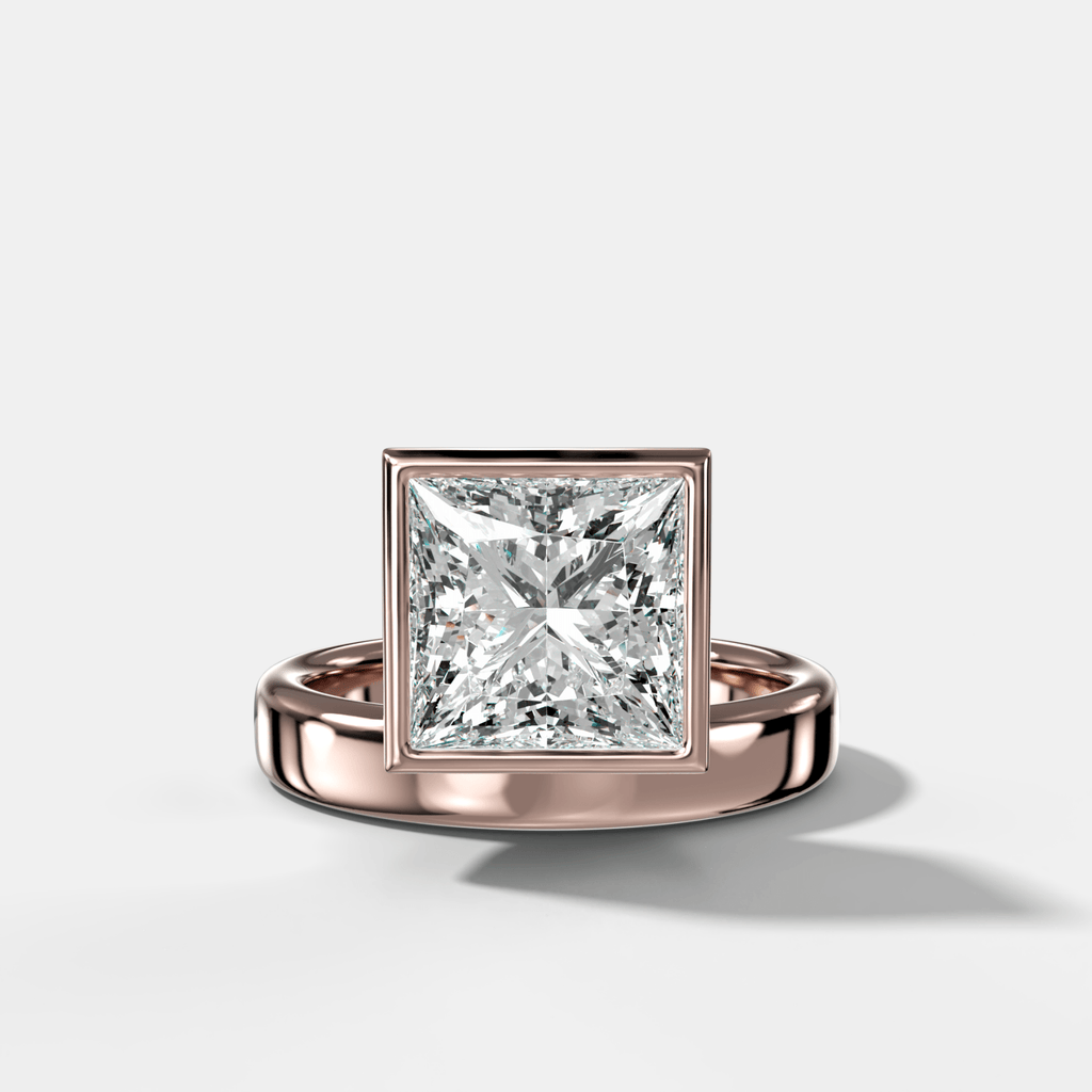 Floating Engagement Ring with a Princess Cut Diamond