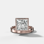 Floating Engagement Ring with a Princess Cut Diamond