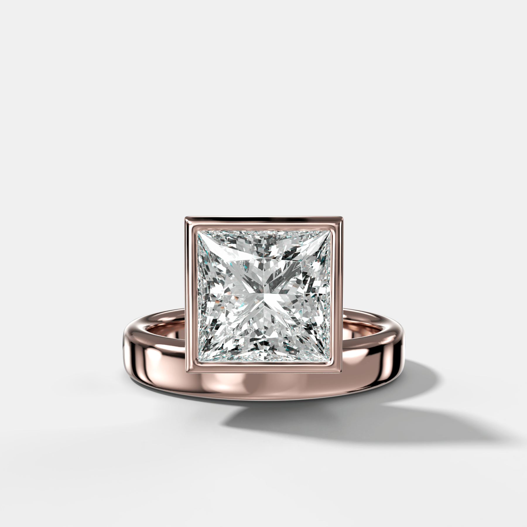 Floating Engagement Ring with a Princess Cut Diamond