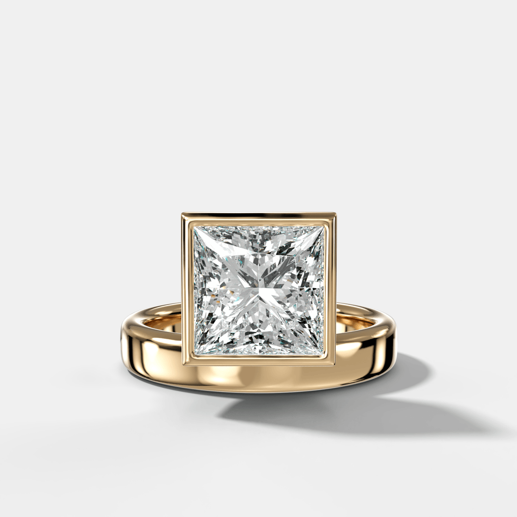 Floating Engagement Ring with a Princess Cut Diamond