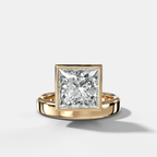Floating Engagement Ring with a Princess Cut Diamond