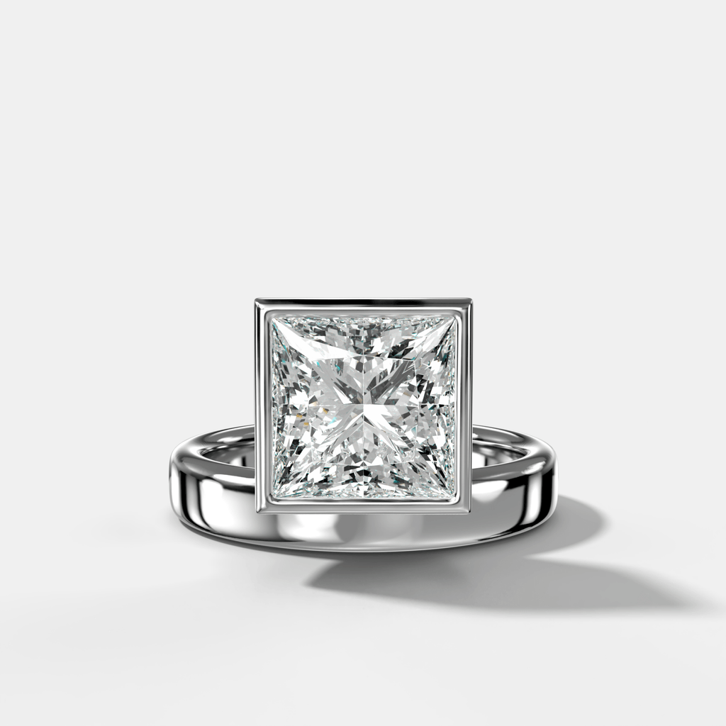 Floating Engagement Ring with a Princess Cut Diamond