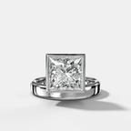 Floating Engagement Ring with a Princess Cut Diamond
