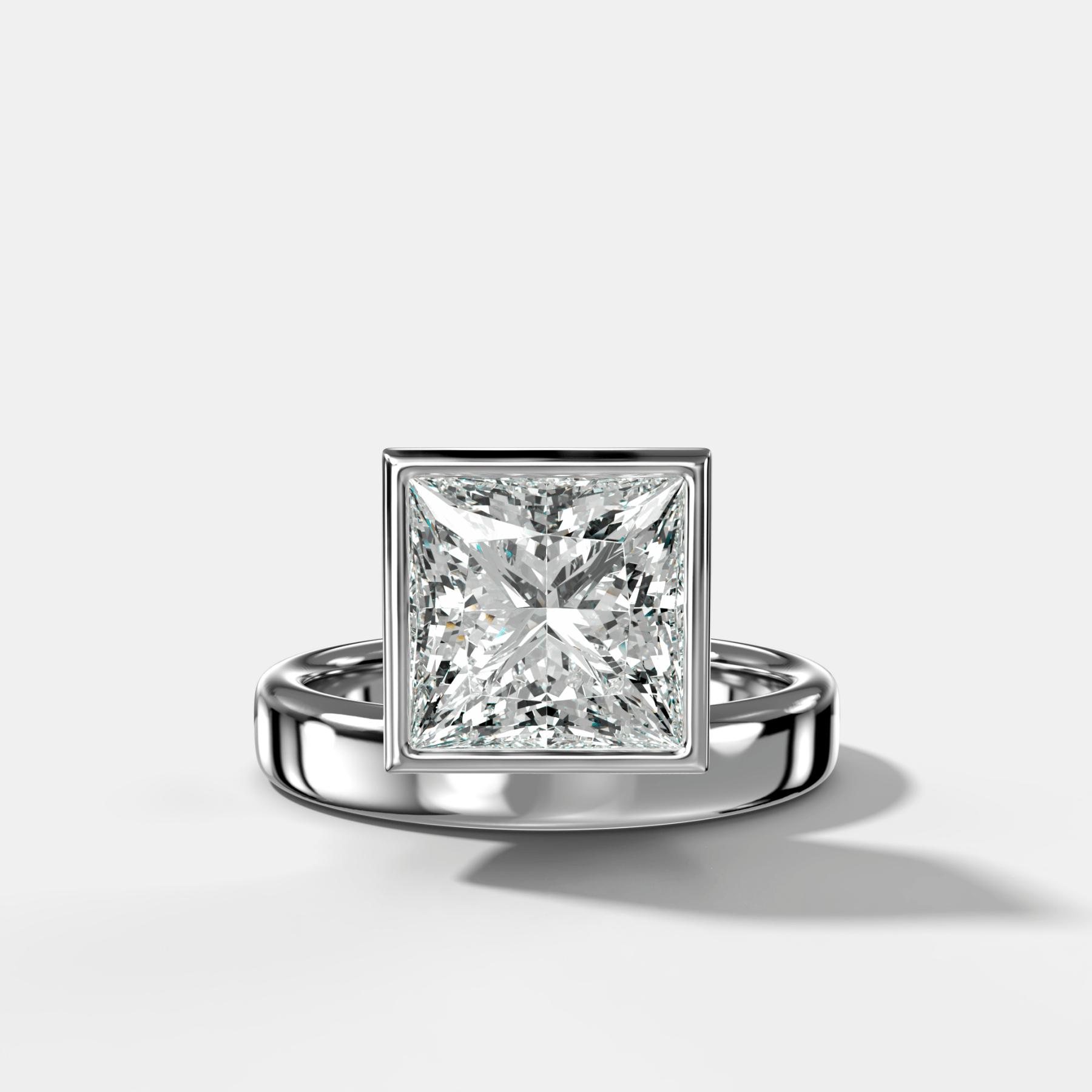 Floating Engagement Ring with a Princess Cut Diamond