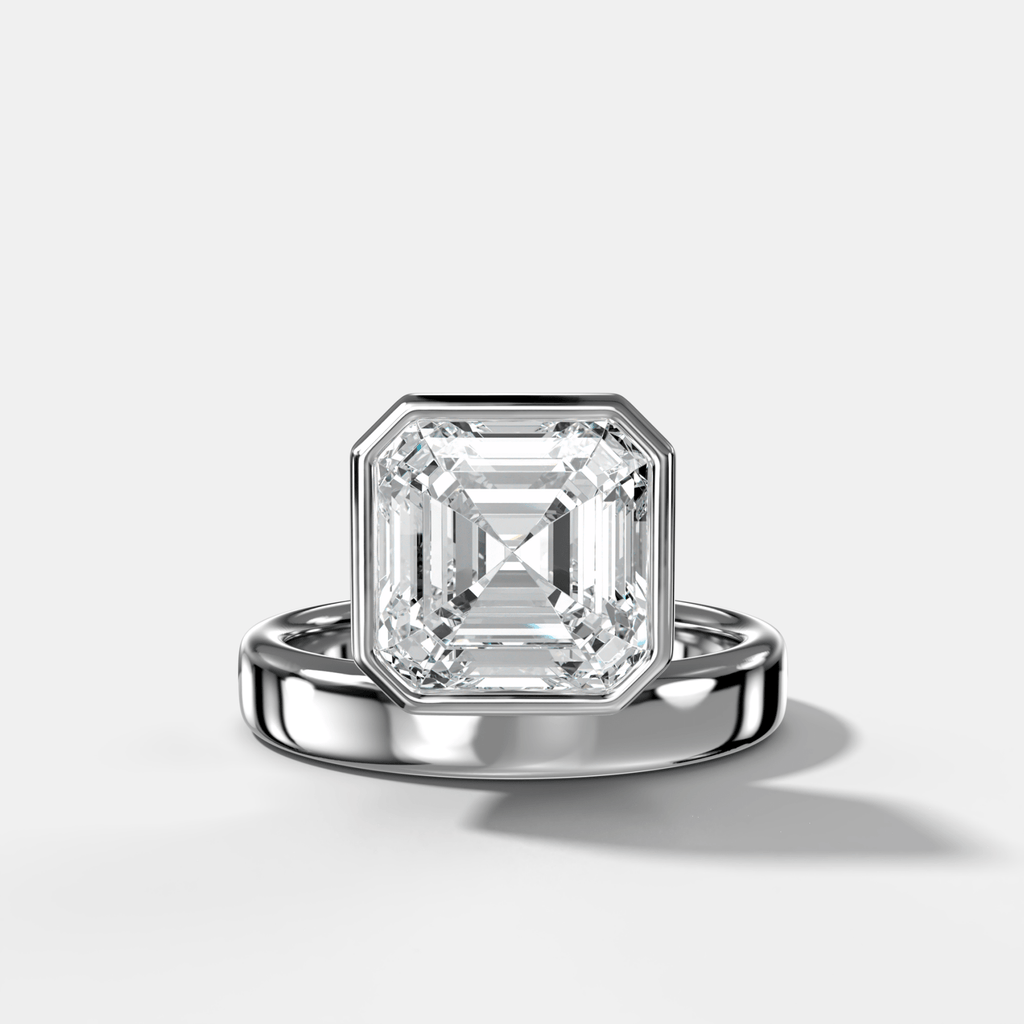 Floating Engagement Ring with an Asscher Cut Diamond