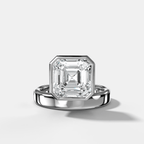 Floating Engagement Ring with an Asscher Cut Diamond