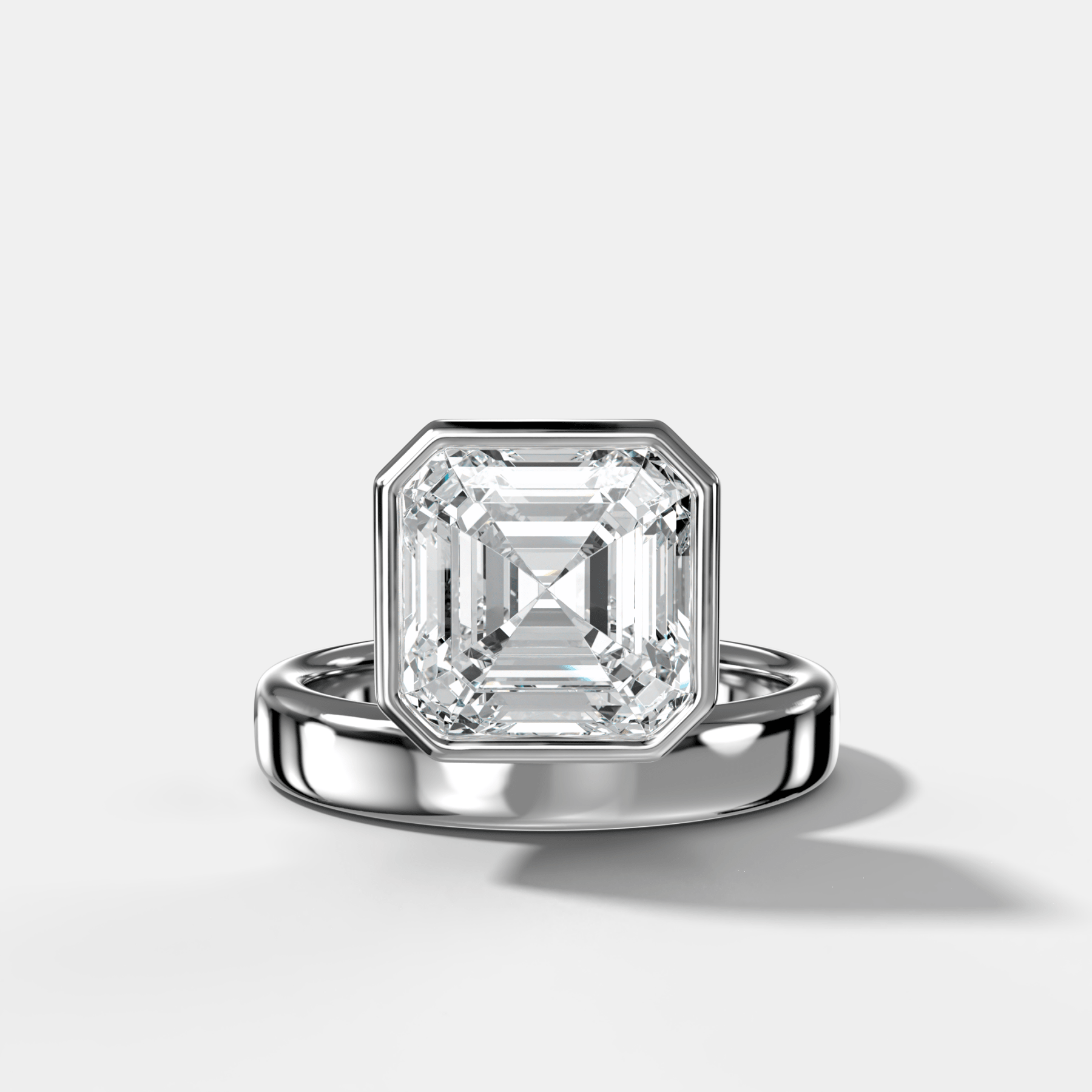 Floating Engagement Ring with an Asscher Cut Diamond