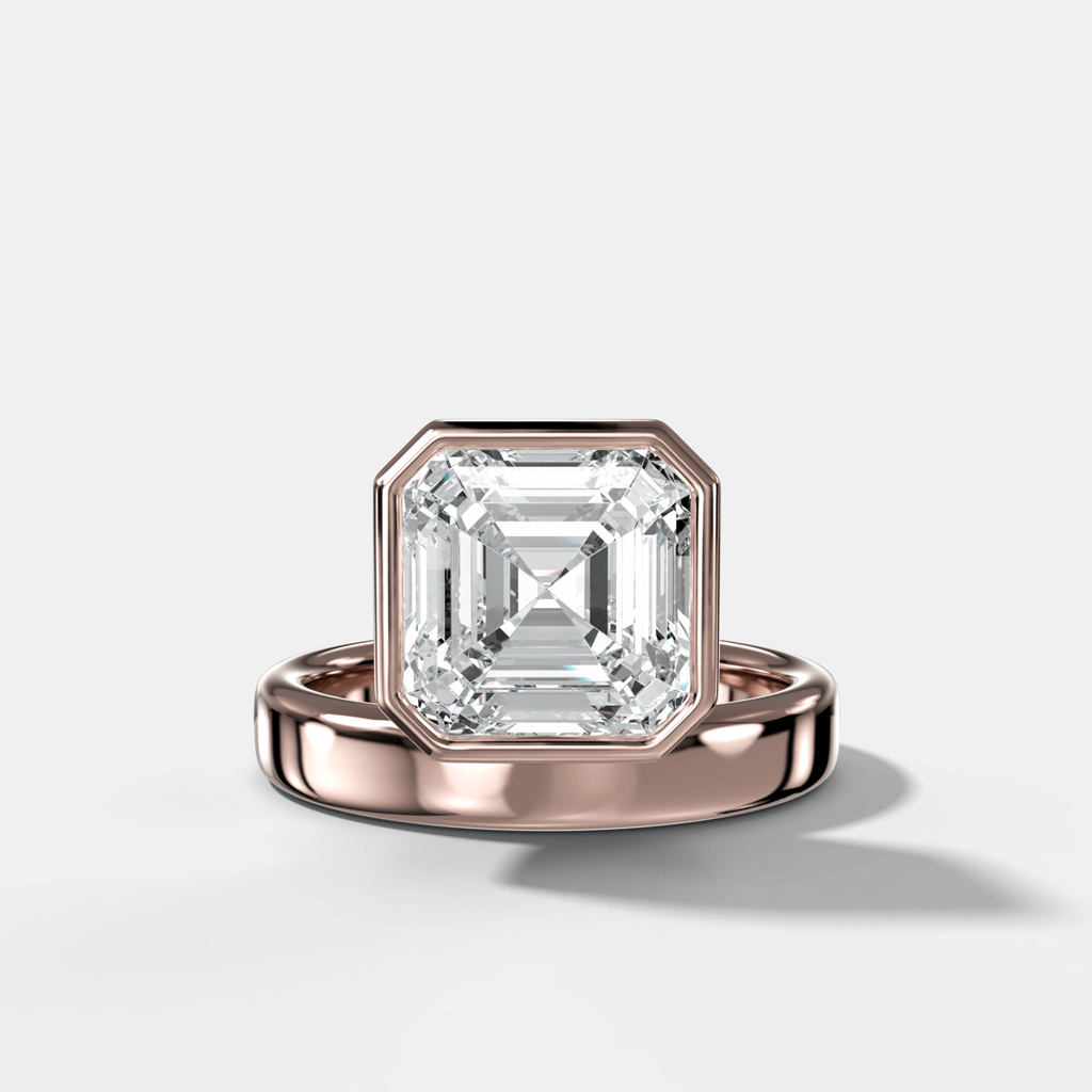 Floating Engagement Ring with an Asscher Cut Diamond