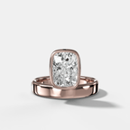 Floating Engagement Ring with Elongated Cushion Cut Diamond
