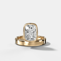 Floating Engagement Ring with Elongated Cushion Cut Diamond