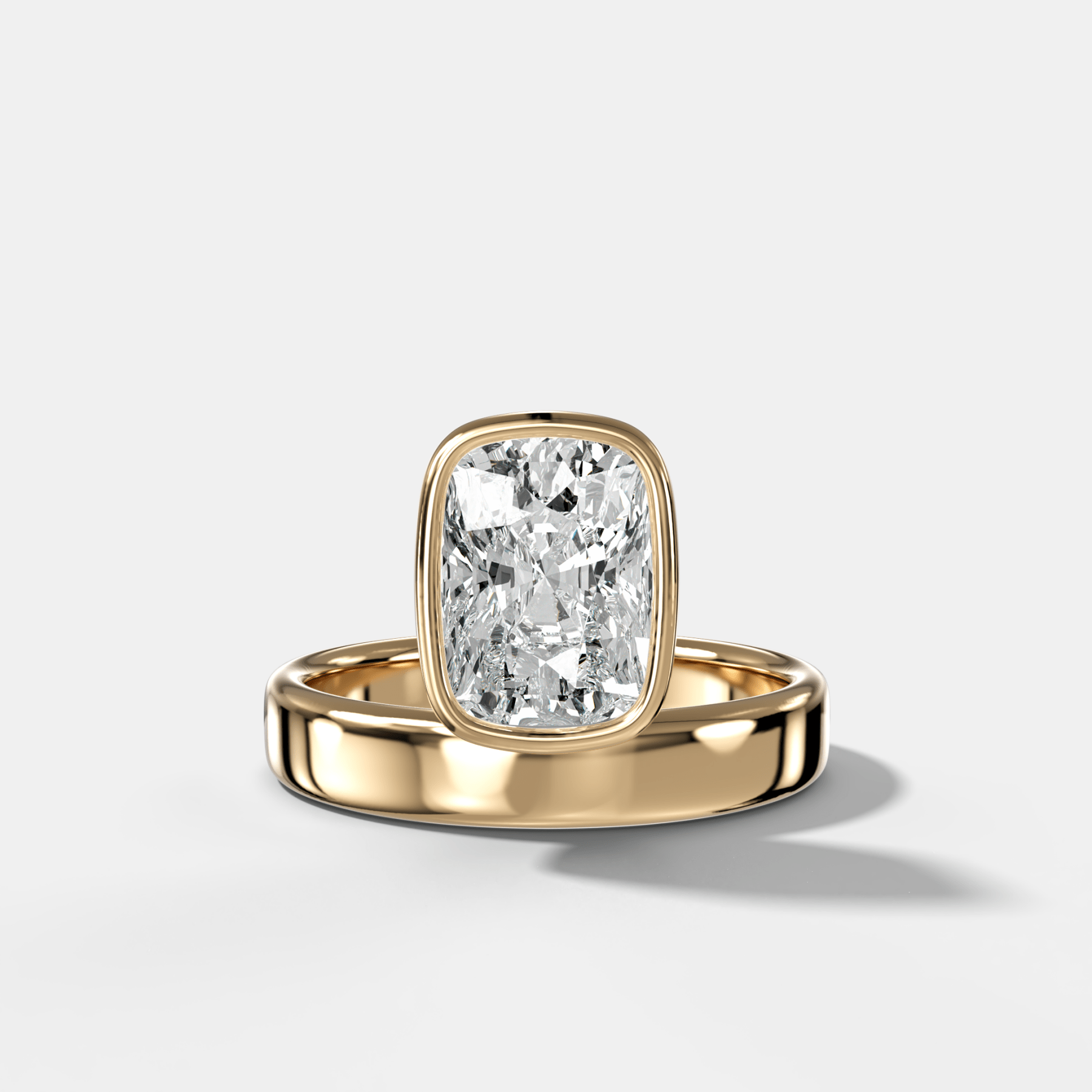 Floating Engagement Ring with Elongated Cushion Cut Diamond