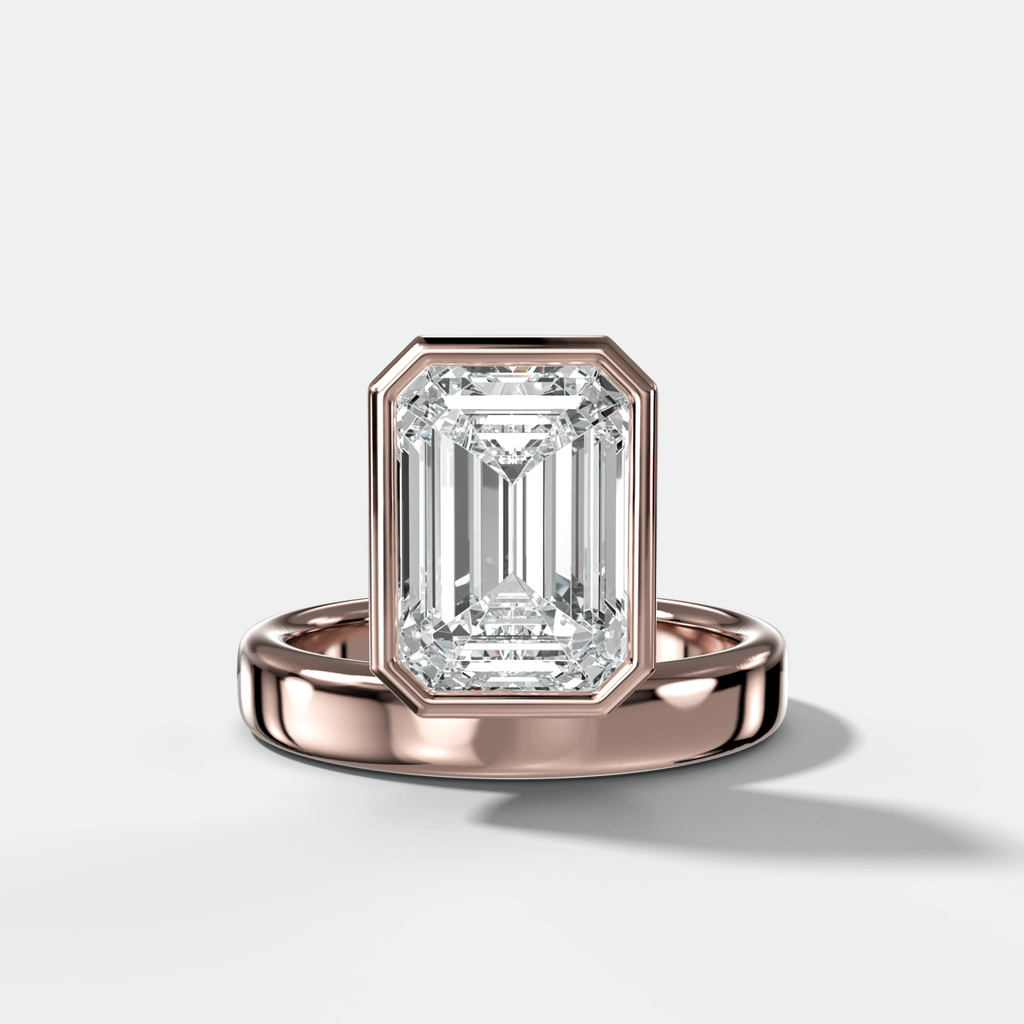 Floating Engagement Ring with Emerald Cut Diamond