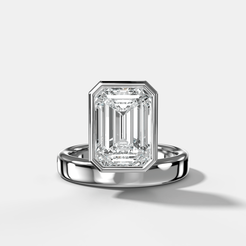 Floating Engagement Ring with Emerald Cut Diamond
