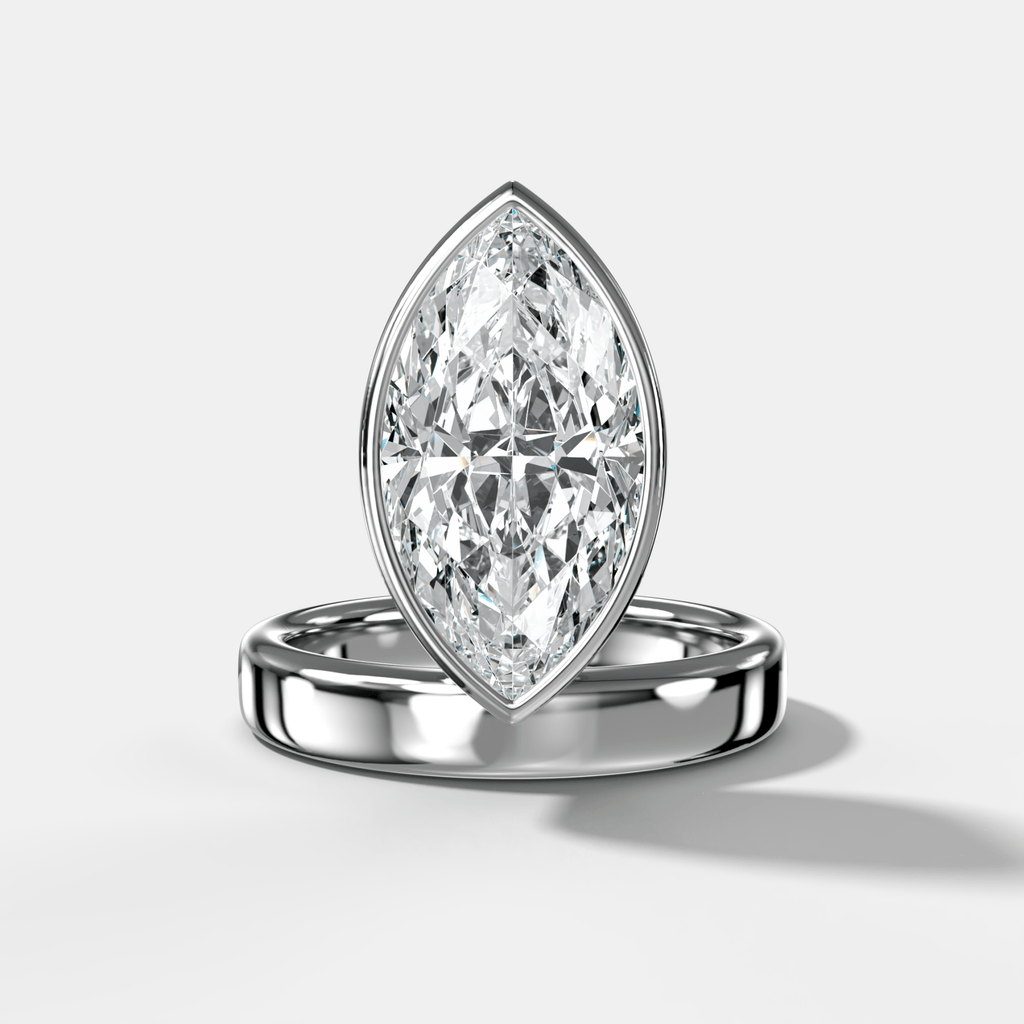 Floating Engagement Ring with Marquise Cut Diamond