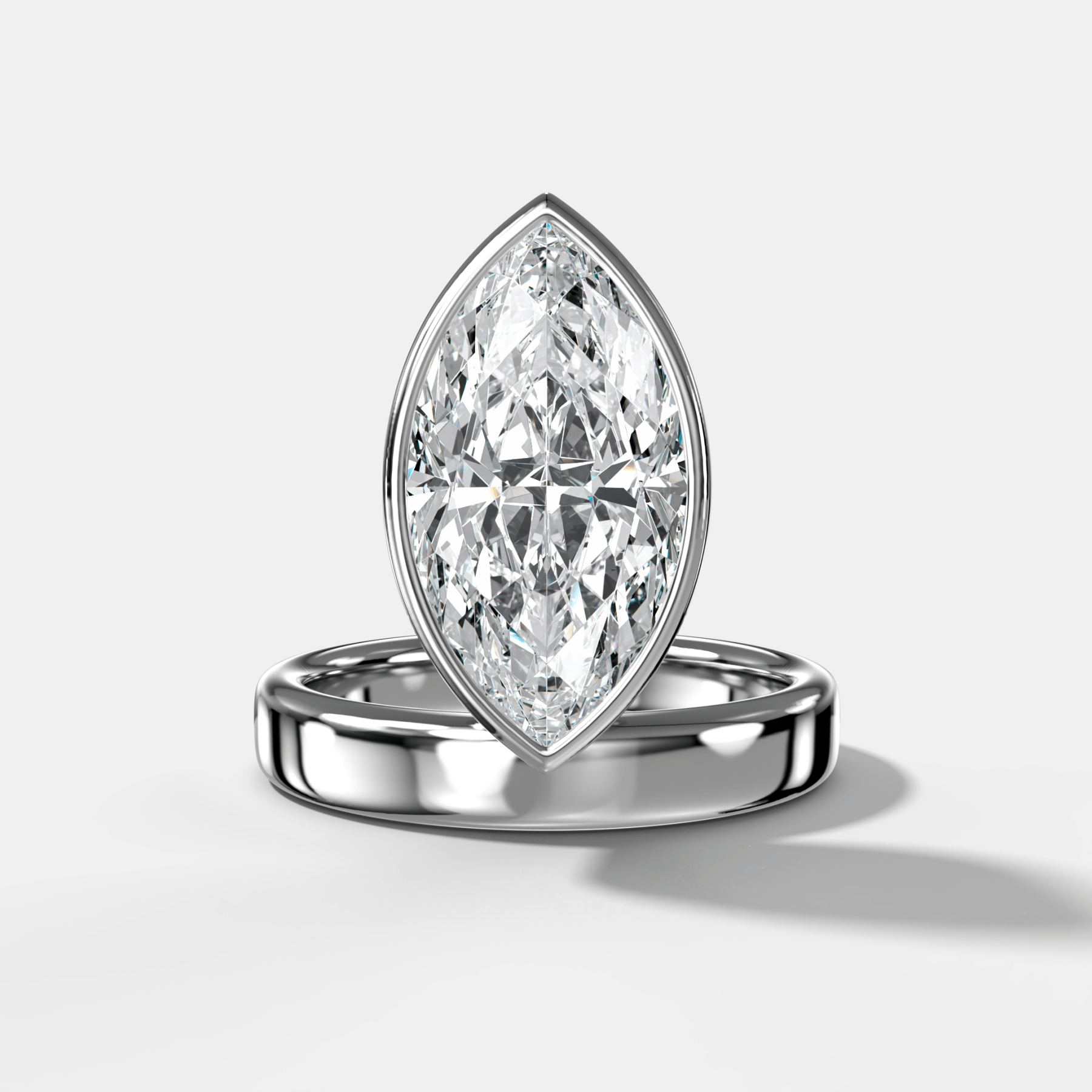 Floating Engagement Ring with Marquise Cut Diamond