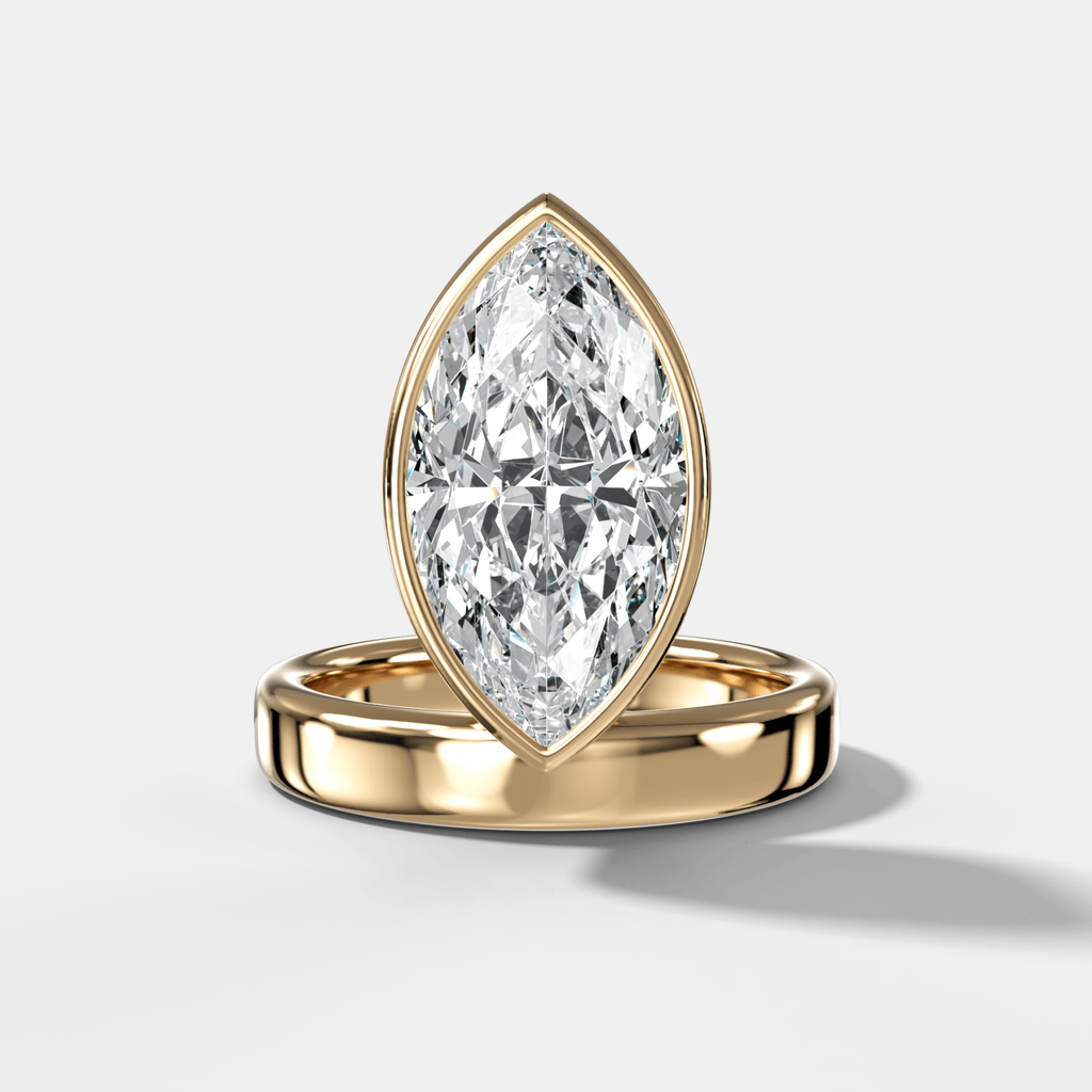Floating Engagement Ring with Marquise Cut Diamond