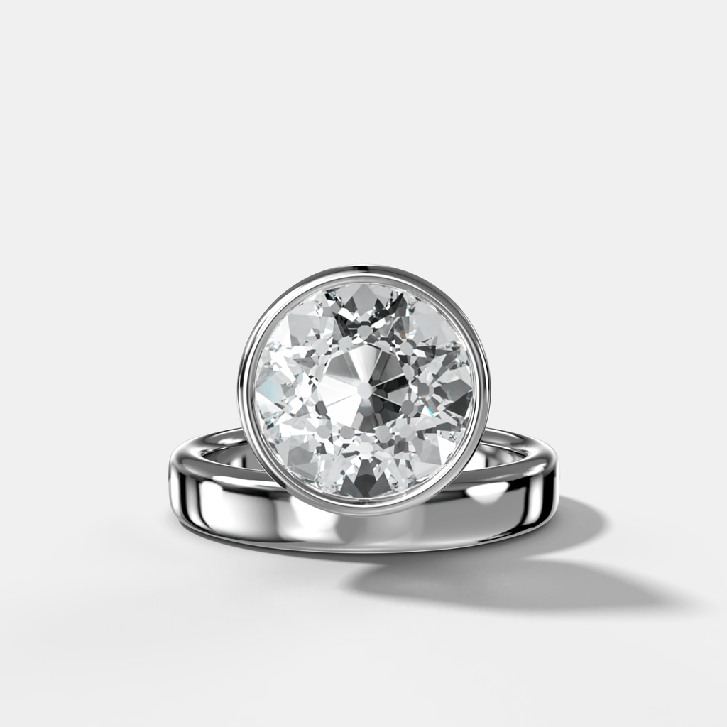 Floating Engagement Ring with Old Euro Cut Diamond