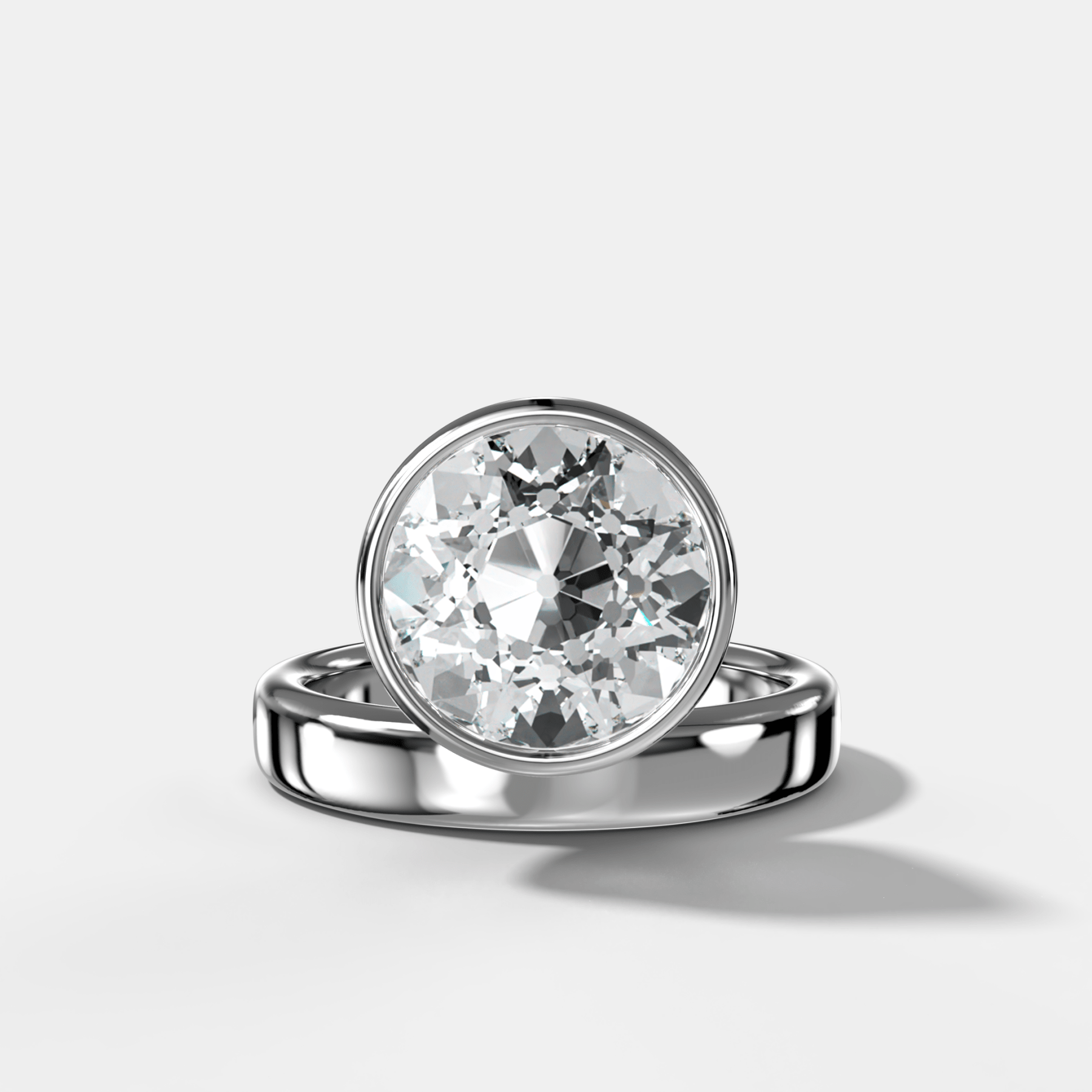 Floating Engagement Ring with Old Euro Cut Diamond