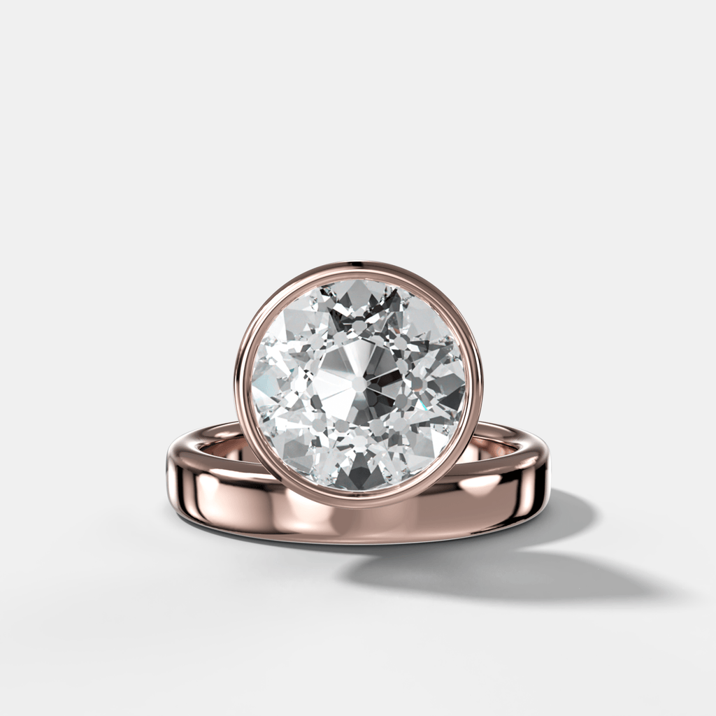 Floating Engagement Ring with Old Euro Cut Diamond
